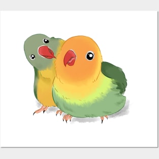 Playfull Jade and Green Lovebird Posters and Art